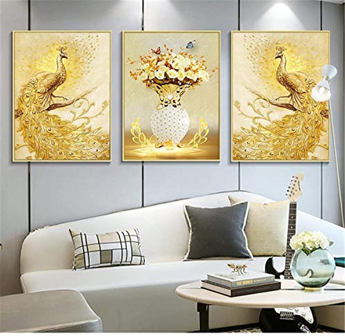 LIANGX Leinwandbilder Goldener Pfau Tiere Poster Wandkunst Malerei Wandbilder Schlafzimmer Wohnzimmer Dekor Wandplakat Kein Rahmen (3X60x90cm) von LIANGX
