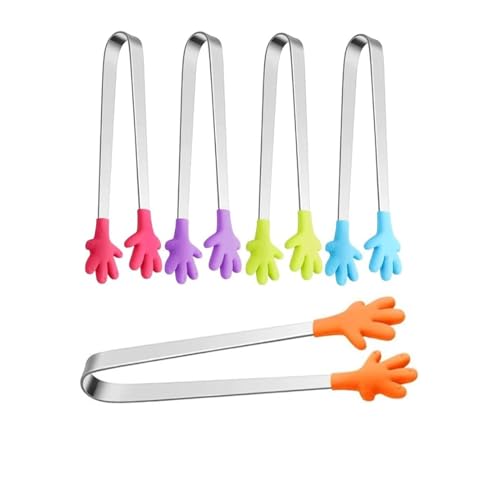 LIANRISES 5 Stück Mini Zange KüChe Zangen Candybar EiswüRfelzange Zuckerzange Klein Silikon Edelstahl von LIANRISES