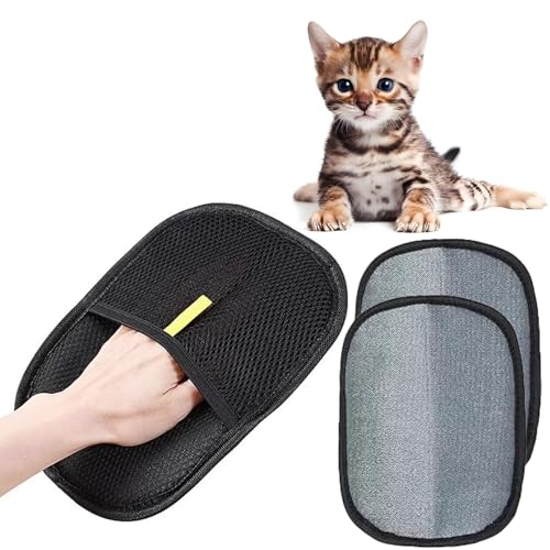 LIANRISES 3 Stück Tierhaarentferner Handschuh, Tierhaarentfernung Haustierhaar-Entferner, Fellhandschuhe Katze Hundehaare Fellpflege, Beidseitig, Waschbar für Teppiche, Sofas, Bettwäsche und Kleidung von LIANRISES