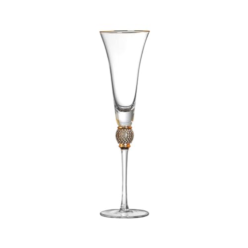 LIANTIAN Cocktailglas im europäischen Stil mit Goldrand, Champagnerglas mit Diamantenbesatz und hohem Fuß, ästhetisches Design, für Hochzeiten, Partys und Jubiläumsfeiern(Clear,27.8 * 7.8 * 8.1) von LIANTIAN