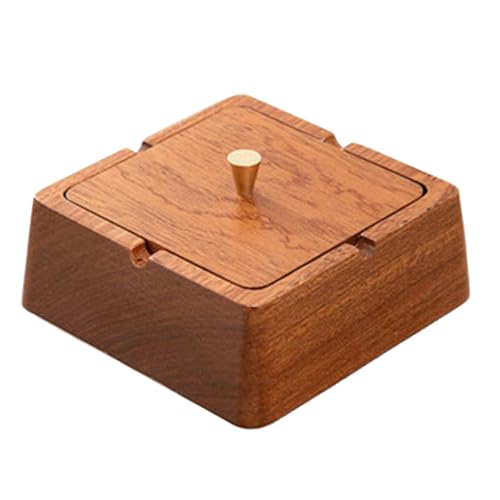 LIANTIAN Ebenholz-Aschenbecher, Massivholz-Aschenbecher, geteiltes Design, feuerfest und schwer entflammbar, für den Hausgebrauch geeignet(Brown,12 * 12 * 4.5cm) von LIANTIAN