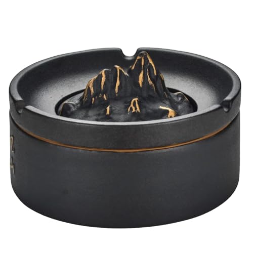 LIANTIAN Hochwertiger Aschenbecher, Keramikaschenbecher, einfach zu verwenden, hochwertige Materialien, geeignet für den Heimgebrauch(Black,14 * 14 * 8.2CM) von LIANTIAN