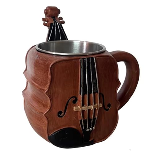 LIANTIAN Kaffeetasse in Gitarrenform, Kaffeetasse für Gitarrenspieler, aus strapazierfähigem Harzmaterial, sicher und ungiftig, geeignet für die Innendekoration.(Violin,10.5 * 10.5 * 12) von LIANTIAN