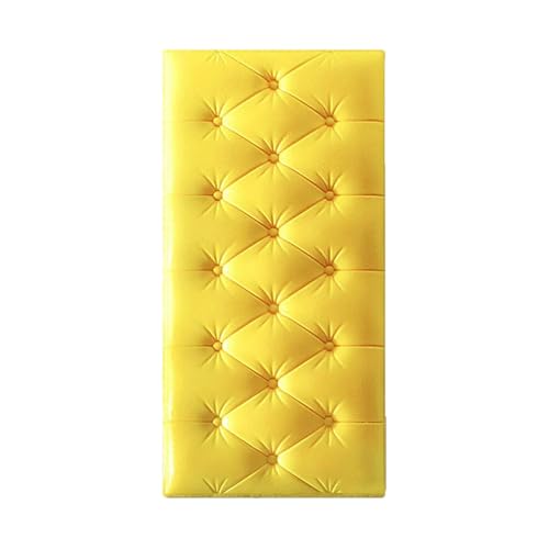 LIANTIAN Kopfteil zum Abziehen und Aufkleben, 3D-Wandpolster mit komfortablem Design, Wandkissenpolster für Kinder für Arbeitszimmer oder Büro(Yellow,70 * 35 cm) von LIANTIAN