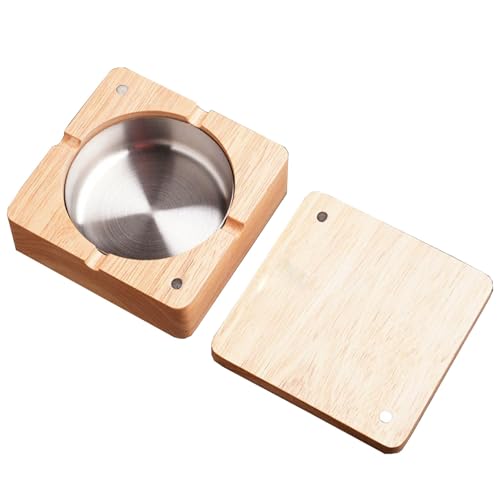 LIANTIAN Magnetischer Aschenbecher, dekorativer Aschenbecher aus Massivholz, detaillierte Textur, Fallfestigkeit, geeignet für den Heim-/Bürogebrauch(Light,10 * 10 * 4.3) von LIANTIAN