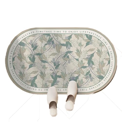 LIANTIAN Schnelltrocknende Badematte, Kieselgur-Fußmatte für das Badezimmer, fühlt Sich angenehm an, ist äußerst rutschfest, perfekt für den Heimgebrauch.(Green,60 * 90 * 0.35cm) von LIANTIAN