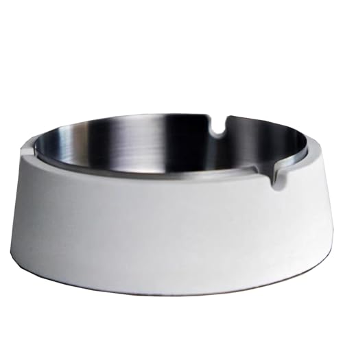 LIANTIAN Tragbarer Aschenbecher, Zementaschenbecher, leicht zu reinigen, hochwertiges Zementmaterial, geeignet für den Heim-/Bürogebrauch(White,12 * 12 * 4CM) von LIANTIAN