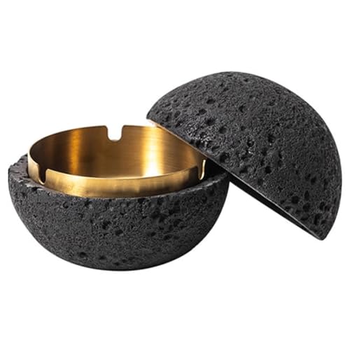 LIANTIAN Zementaschenbecher, Trendiger Aschenbecher, versiegelte obere Abdeckung, personalisiertes Erscheinungsbild, geeignet für Zuhause/Büro(Black,10 * 3.5CM) von LIANTIAN