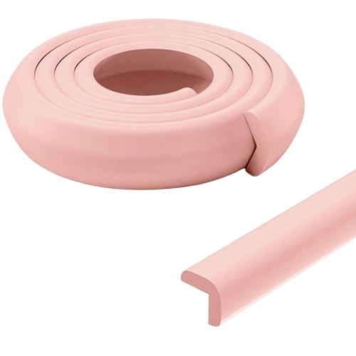 Schaumstoff-Sicherheitsstreifen, L-förmiger, sturzsicherer Eckpolsterpuffer für Tischkanten, Selbstklebender Tischplatten-Eckenschutz für Möbel, Kamine, Arbeitsplatten, Schränke, Treppen(Pink,5m) von LIANTIAN