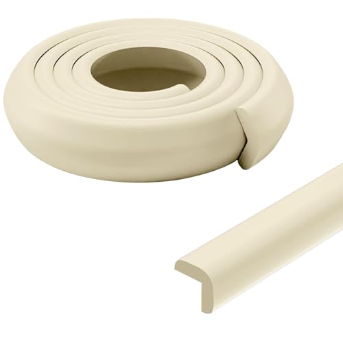 Schaumstoff-Sicherheitsstreifen, L-förmiger, sturzsicherer Eckpolsterpuffer für Tischkanten, selbstklebender Tischplatten-Eckenschutz für Möbel, Kamine, Arbeitsplatten, Schränke, Treppen(Beige,5m von LIANTIAN
