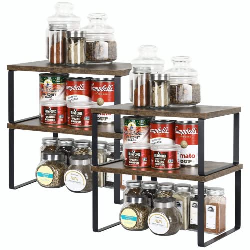 LIANTRAL Küchenregal, 4er Set Küchenschrank Organizer, Küchen Organizer aus Metall und Holzwerkstoff, Erweiterbar und Stapelbar kleines Regal Küche Schrank-Organizer Gewürzregale, Braun und Schwarz LIANTRAL Küchenregal, 4er Set Küchenschrank Organizer, Küchen Organizer aus Metall und Holzwerkstoff, Erweiterbar und Stapelbar kleines Regal Küche Schrank-Organizer Gewürzregale, Braun und Schwarz von LIANTRAL