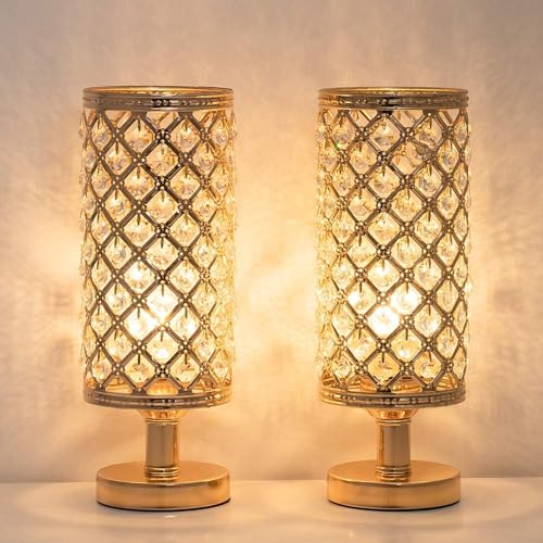 LIANTRAL Nachttischlampen 2er-Set, Kristall Tischlampe mit transparentem Kristallperlen Lampenschirm und Metallsockel, Modern Schreibtischlampe für Schlafzimmer, Wohnzimmer, Schlafsaal, Golden LIANTRAL Nachttischlampen 2er-Set, Kristall Tischlampe mit transparentem Kristallperlen Lampenschirm und Metallsockel, Modern Schreibtischlampe für Schlafzimmer, Wohnzimmer, Schlafsaal, Golden von LIANTRAL