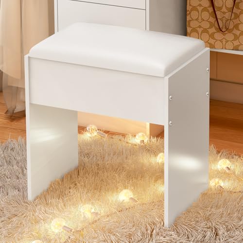 LIANWANG Schminktisch Hocker, Moderner Frisiertisch Hocker, Sitzhocker aus Holz, Schminkbank für Schlafzimmer Schminkhocker Piano, 43x40x24cm, Weiß LIANWANG Schminktisch Hocker, Moderner Frisiertisch Hocker, Sitzhocker aus Holz, Schminkbank für Schlafzimmer Schminkhocker Piano, 43x40x24cm, Weiß von LIANWANG