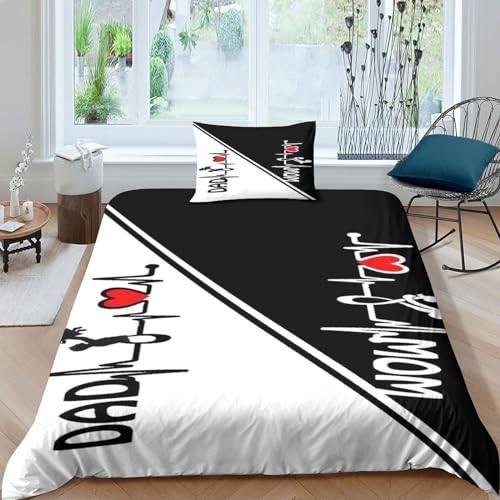 LIAOHENKAN Ich Liebe Mama und Papa Bettbezug Set 3D Gedruckter Bettwäschegarnitur Für Kinder Mädchen Jungen Reissverschluss Bettwäsche Weich Microfaser Und Kissenbezüge 2 Teilig Single(135x200cm) LIAOHENKAN Ich Liebe Mama und Papa Bettbezug Set 3D Gedruckter Bettwäschegarnitur Für Kinder Mädchen Jungen Reissverschluss Bettwäsche Weich Microfaser Und Kissenbezüge 2 Teilig Single(135x200cm) von LIAOHENKAN