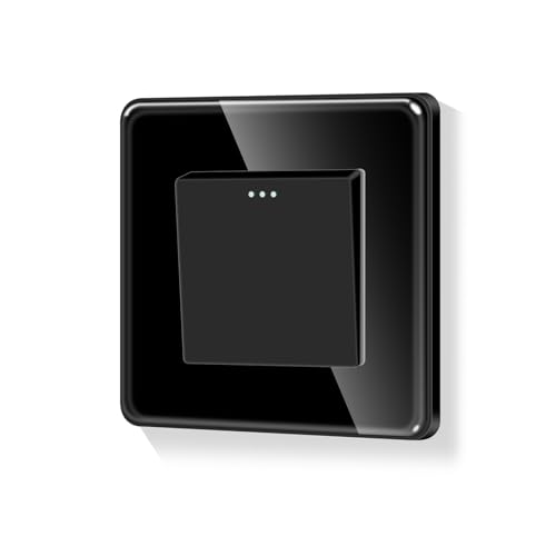 LIAONFOY Runde 1 Fach 1 Weg Lichtschalter Glas panel Taste Schalter 2.5D Ein Aus Schalter Wandschalter Unterputz Schwarz 110-250V 86mm von LIAONFOY