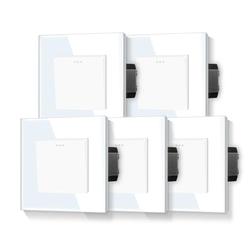 LIAONFOY 1 Fach 1 Weg Lichtschalter Glas panel Taste Schalter Ein Aus Schalter Wandschalter Unterputz Kipplichtschalter Weiß 110-250V 86mm 5 Stück von LIAONFOY