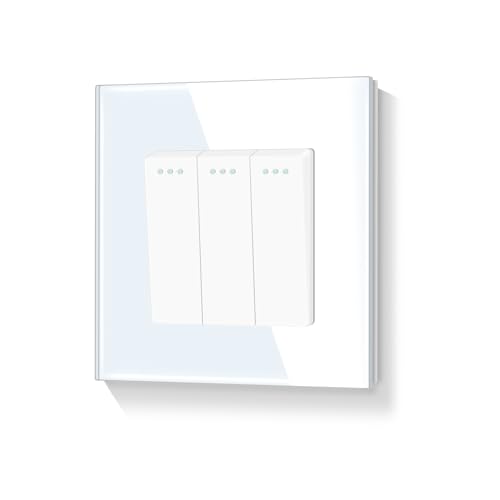 LIAONFOY 3 Fach 1 Weg Unterputz Lichtschalter Glas panel Tasten Schalter Ein Aus Schalter Wandschalter Weiß 86mm von LIAONFOY