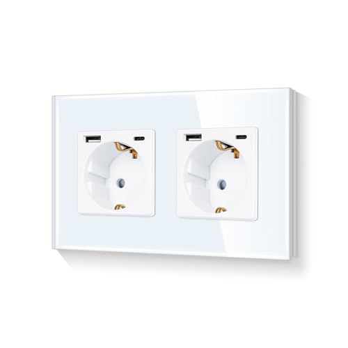 LIAONFOY 20W Doppel Wandsteckdose USB C Kombination Kindersicherung Zweifach Steckdose Kompatibel mit iPhone iPad Android Weiß 2Fach 157mm 100-250V (Neutrale erforderlich) LIAONFOY 20W Doppel Wandsteckdose USB C Kombination Kindersicherung Zweifach Steckdose Kompatibel mit iPhone iPad Android Weiß 2Fach 157mm 100-250V (Neutrale erforderlich) von LIAONFOY