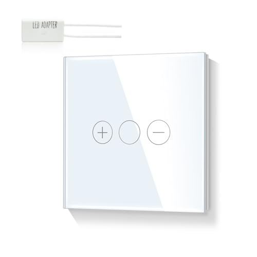 LIAONFOY Normaler Touch Dimmschalter Unterputz Berühren Lichtschalter Glas Touch Screen Schalter LED Dimmer Lichtschalter 86mm Weiß von LIAONFOY