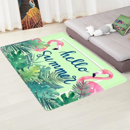 LIAZLIUT Teppich, Zotteliger Wohnzimmerteppich, Flamingo-Teppich, Künstlerische, Große, Weiche, Kurze, Mittelflorige Teppiche (120 X 180 cm) von LIAZLIUT