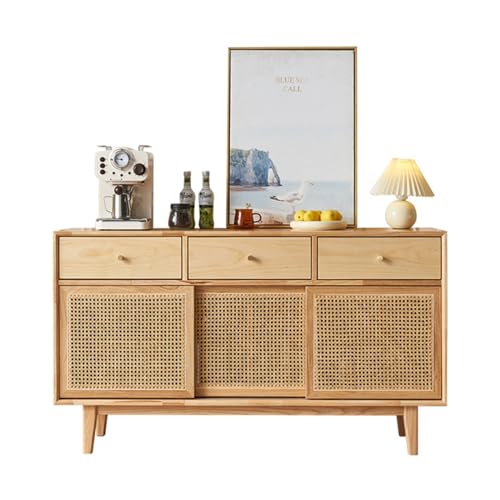 LIBANGRONG-888 Buffetschrank Rattan Esszimmer Sideboard Haushalt Wohnzimmer Multifunktionale Lagerung Schrank Flache Push Tür Massivholz Speisekammer Schrank Lagerschrank von LIBANGRONG-888