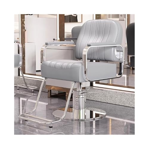 LIBANGRONG-888 Friseurstuhl Salonstuhl Drehbarer, anhebbarer Salonstuhl, Haarschneidestuhl, Friseurstuhl Rollhocker(Silver) von LIBANGRONG-888