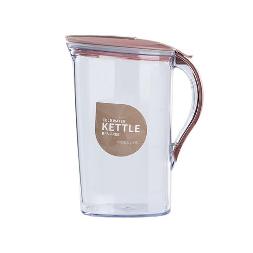 LIBANGRONG-888 Teeservice 1,5 l großer Wasserkrug aus Kunststoff mit Deckel und Griff, quadratischer Wasserkocher for Zuhause, Kühlschrank, Wasser-, Tee- oder Saftbehälter Teekannenset(Pink) von LIBANGRONG-888