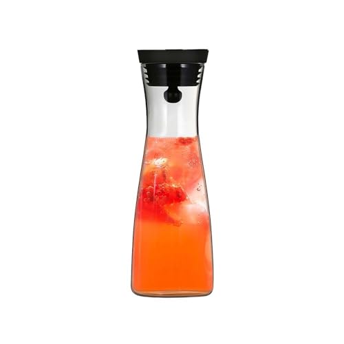 LIBANGRONG-888 Teeservice 1500 ML Wasserkrug aus Glas mit großem Fassungsvermögen und Edelstahldeckel, Wasserkocher for Saft, Milch, Küchenzubehör Teekannenset(Schwarz) von LIBANGRONG-888