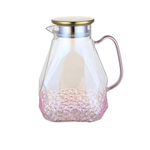 LIBANGRONG-888 Teeservice 1600 ml rosa Wasserkrug aus Glas mit Deckel, große Wasserkaraffe for zu Hause, hitzebeständiger Wasserkocher for heißes/kaltes Wasser Teekannenset von LIBANGRONG-888