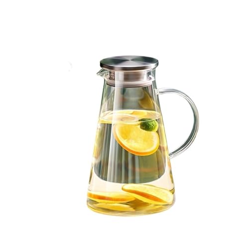 LIBANGRONG-888 Teeservice 2L Wasserkrug Transparenter hitzebeständiger Glaswasserkessel mit Griff und Deckel Großraumkrug for den Haushalt im Büro Teekannenset(Transparent) von LIBANGRONG-888