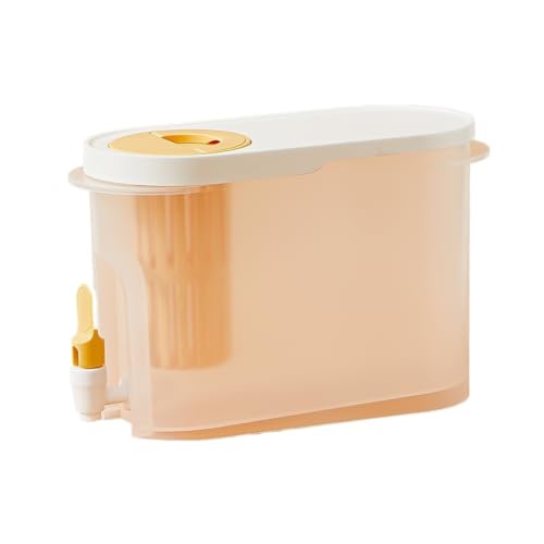 LIBANGRONG-888 Teeservice 3,9 l Kaltwasserkessel mit Wasserhahn, Kunststoff, große Kapazität, Kaltwasserflasche, Kühlschrank, Limonade, Eisgetränkespender Teekannenset(Yellow) von LIBANGRONG-888