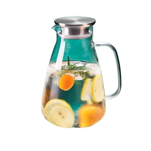LIBANGRONG-888 Teeservice Kaltwasserkessel for den Haushalt, hitzebeständige Teekanne, große Kapazität, Wasserkrug, Glaswasserkaraffe mit Deckel for Saft, Milch, Getränke Teekannenset(2200ml) von LIBANGRONG-888