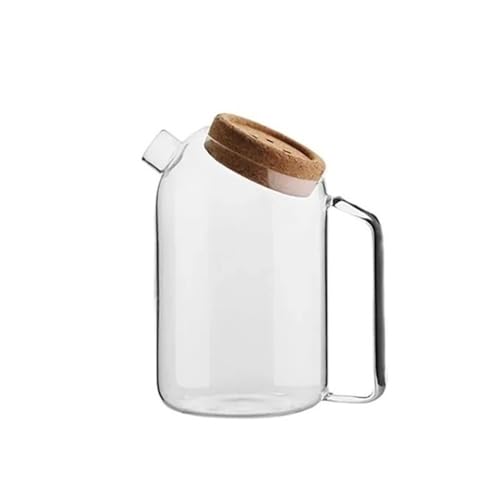 LIBANGRONG-888 Teeservice Kreative Glaswasserkrug-Teekanne Hitzebeständige Saft-Kaltflasche mit Korkdeckel Saft Eistee Getränkekaraffe Teekannenset(Klein) von LIBANGRONG-888