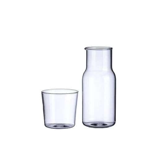 LIBANGRONG-888 Teeservice Wasserkaraffe mit Tasse Glas Kalte Wärmflasche Tassensets Nachttisch Wasserkrug Hochtemperaturbeständige Getränke Wasserkocher Teekannenset(400ML) von LIBANGRONG-888