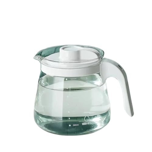 LIBANGRONG-888 Teeservice Wasserkrug mit großer Kapazität Transparente hitzebeständige Glasteekanne Griff Getränkesaftbehälter Haushaltswasserkessel Teekannenset(Weiß) von LIBANGRONG-888
