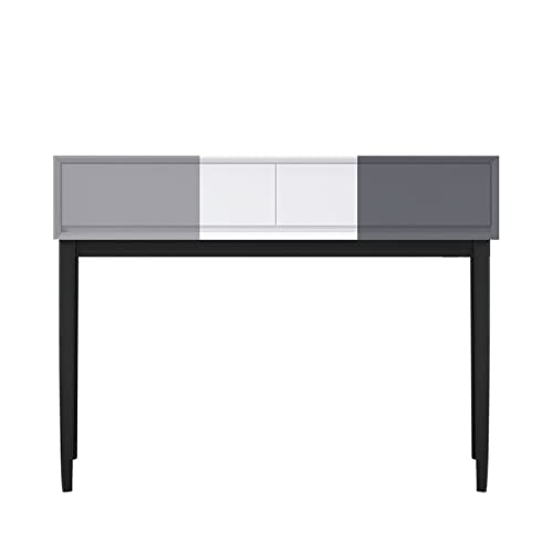 Schminktisch Weißer und grauer Schreibtisch mit 2 Schubladen, minimalistische Kommode, moderne Kommode, Schlafzimmer, kleiner Wohnungstisch, Kommode mit Schminkspiegel und Tisch Vanity Table Set ( Siz von LIBANGRONG-888