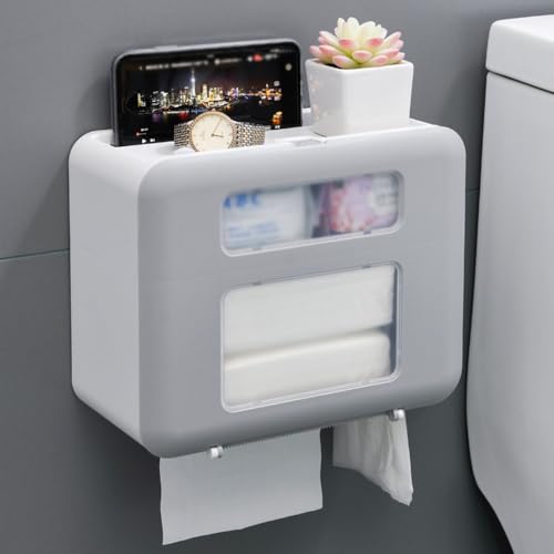 Taschentuchbox-Halter Taschentuchbox mit Plattform und Schublade for Taschentuchhalter auf der Arbeitsplatte zu Hause Serviettenspender(Grigio) von LIBANGRONG-888