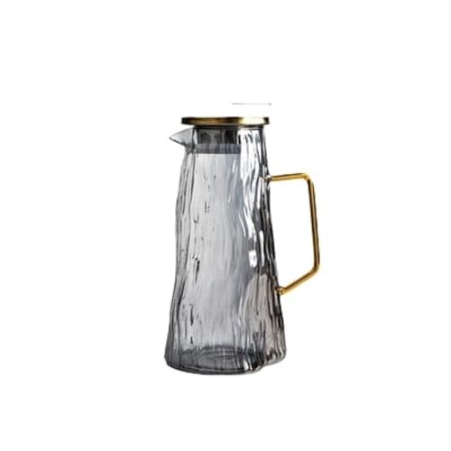 Teeservice Hitzebeständiger Wasserkrug aus Glas mit Griff, Wasserkocher for Kalten und Heißhalten, große Kapazität, Eisteekanne, Kühlschrank-Saft-Wasserflasche, 1500 ml Teekannenset(Grigio) von LIBANGRONG-888