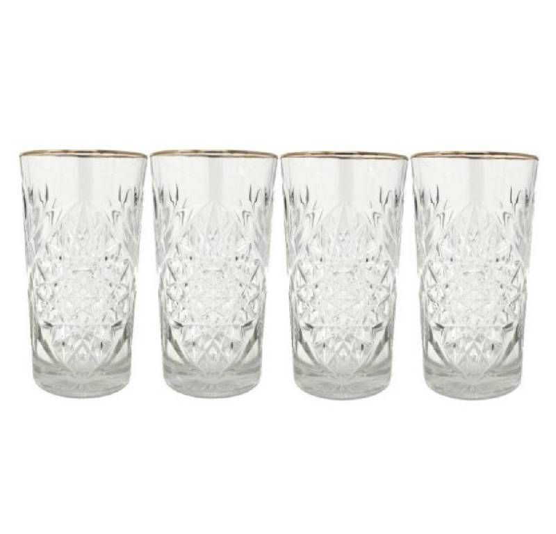 LIBBEY Cocktailglas Longdrinkgläser Hobstar Goldrand (4-teilig) von LIBBEY