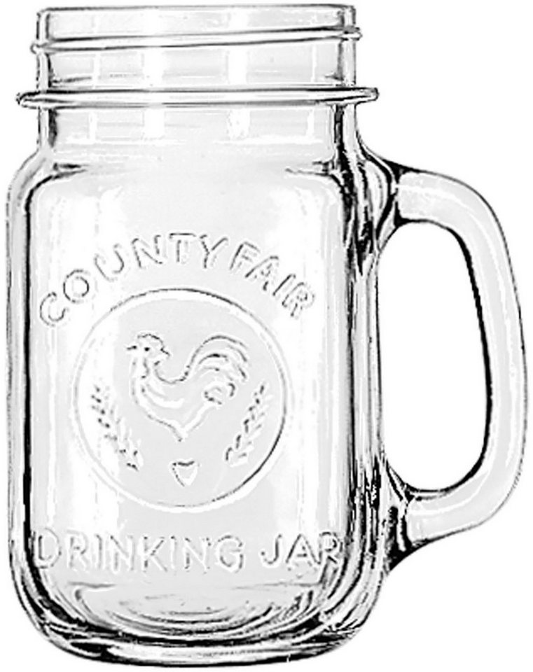 LIBBEY Gläser-Set Libbey Trinkglas, 12er Set -DRINKING JARS- im Landhausstil, Glas, 488 ml, hochwertig verarbeitet, im modernen Design von LIBBEY