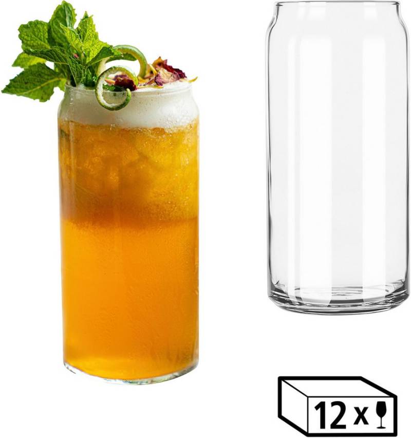 LIBBEY Gläser-Set Libbey Trinkglas, 12er Set -GLASS CANS-, Glas, 591 ml, hochwertig verarbeitet, im modernen Design von LIBBEY