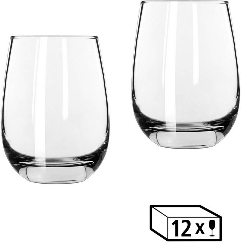 LIBBEY Gläser-Set Libbey Weinglas, 12er Set -STEMLESS-, Glas, 451 ml, hochwertig verarbeitet, im modernen Design von LIBBEY
