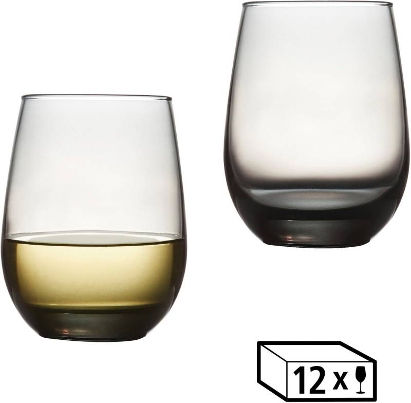 LIBBEY Gläser-Set Libbey Weinglas, 12er Set -STEMLESS-, Glas, 451 ml, hochwertig verarbeitet, im modernen Design von LIBBEY
