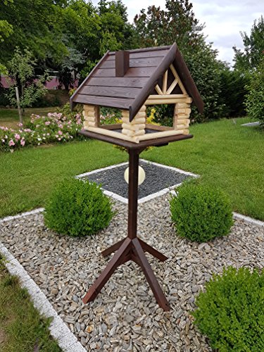 LIBEDOR Dormax Vogelhaus & Ständer Gartendekoration Futterhaus Vogelhäuschen aus Holz XXL Garten Deko von LIBEDOR