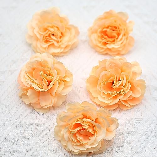 LIBERGA 20 Stück Künstliche Blumen Ohne Stiel, 5cm, Künstliche Blumenköpfe, Hochzeit Heimdekoration Zubehör Ästhetische Kunstblumen Dekoration Kunsthandwerk, Orange von LIBERGA