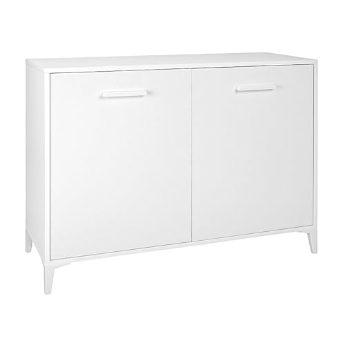 Drexa Anrichte aus veredeltem Holz – moderner Aufbewahrungsschrank für Wohnzimmer, Eingang oder Schlafzimmer – 110 x 45 x 87 cm (Eschenweiß, 2 Türen) von Liberoshopping