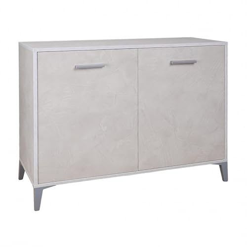 Drexa Anrichte aus veredeltem Holz – moderner Aufbewahrungsschrank für Wohnzimmer, Eingang oder Schlafzimmer – 110 x 45 x 87 cm (Spachtelbeton, 2 Türen) von Liberoshopping
