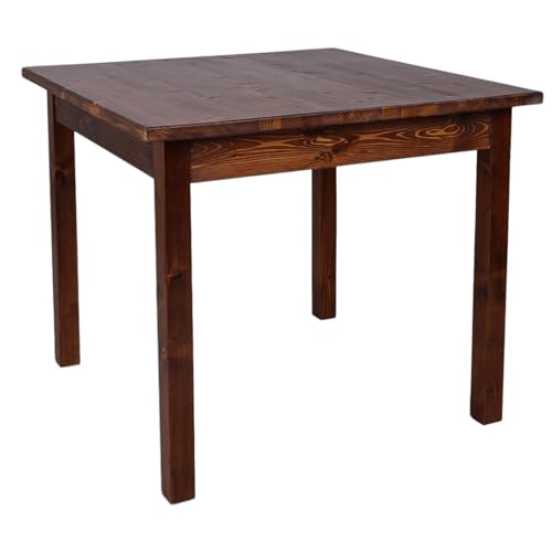 Feststehender Tisch aus massivem Fichtenholz – rustikaler Landhausstil – für Küche, Esszimmer oder Gastronomie – 100 % Made in Italy (Nussbaum; 80 x 80 cm) (Walnuss, 80 x 80 cm) von Liberoshopping