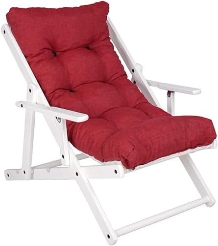 Holzsessel klappbar mit gepolstertem Kissen und weißem Gestell - in 3 Positionen verstellbar - ideal für Garten, Terrasse oder Balkon (Weinrot) von LIBEROSHOPPING.eu - LA TUA CASA IN UN CLIK