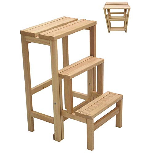 Klappstufen Leiter Schemel 3 klappbare Holzstufen Höhe 60 cm (Natürlich) von LIBEROSHOPPING.eu - LA TUA CASA IN UN CLIK